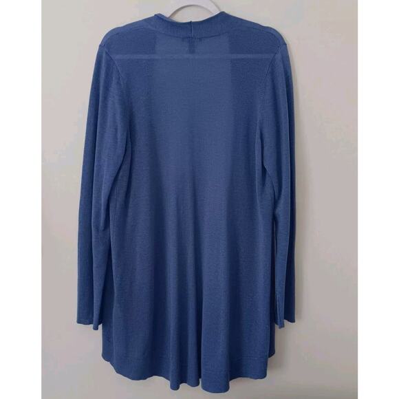 Eileen Fisher Open Front Cardigan Sweater Top LARGE Blue Purple Tencel Lyocell - Picture 2 of 11